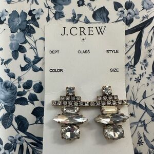 J. Crew sparkling art deco style crystal  gold accent earrings NWT